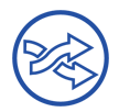 colour blue icon two arrows crossing indicating Flexible to Your Needs