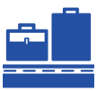 Colour blue icon two suitcases on luggage belt